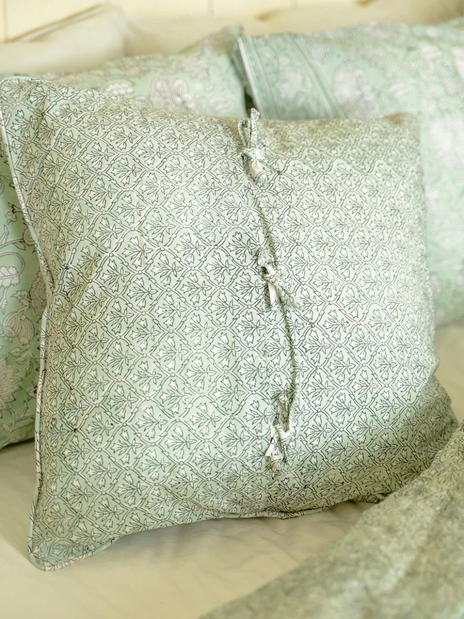 Sadie Block Print Cushion Cover - Sage