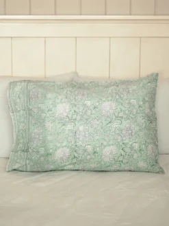 Sadie Block Print Pillowcase - Sage