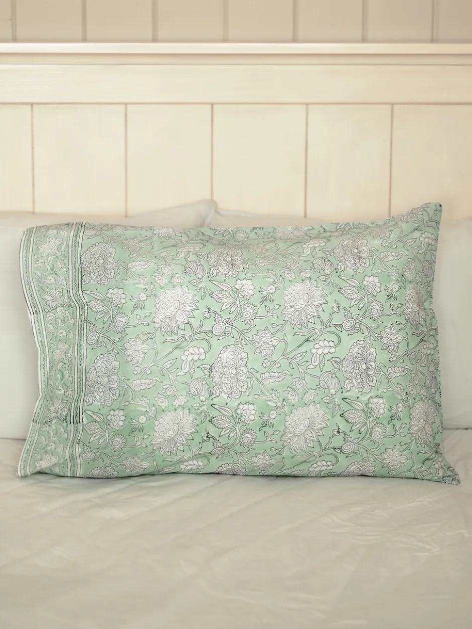 Sadie Block Print Pillowcase - Sage