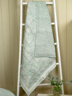 Sadie Block Print Throw - Sage