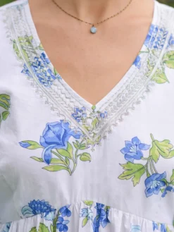 Scotia Dress - White Blue