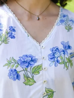 Scotia Prairie Dress - White Blue