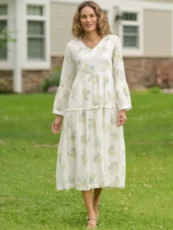 Seaglass Floral Dress - Ivory Sage