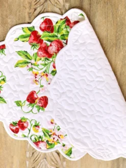 Strawberry Basket Quilted Placemat Set of 4 - White
