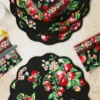 Strawberry Quilted Placemat Set of 4 - Black