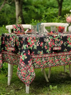 Strawberry Tablecloth - Black