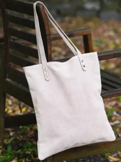 Suede Tote Bag - Light Rose