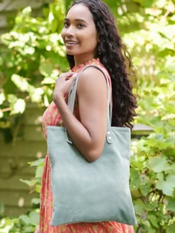 Suede Tote Bag - Sage