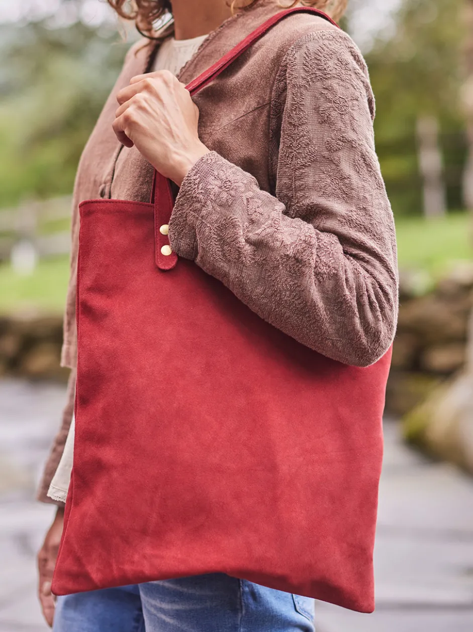 Suede Tote Bag - Suede Red
