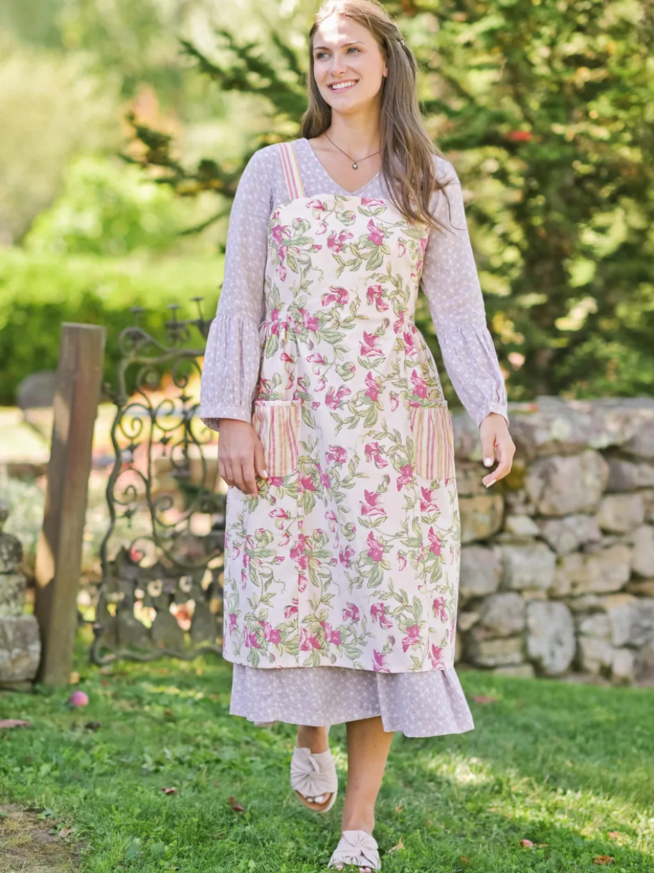 Sweet Pea Ruffle Farmhouse Apron - Rose