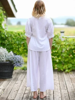 Swiss Dot Pajama Set - White
