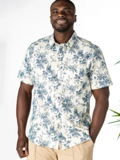 Teal Rose Shirt - Ecru