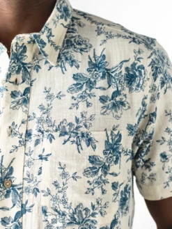 Teal Rose Shirt - Ecru
