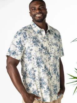 Teal Rose Shirt - Ecru
