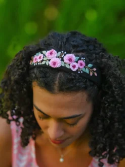 Timeless Embroidered Headband - Black Violet