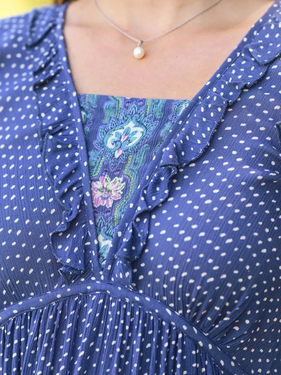 Tuscan Dot Hostess Dress - Blue