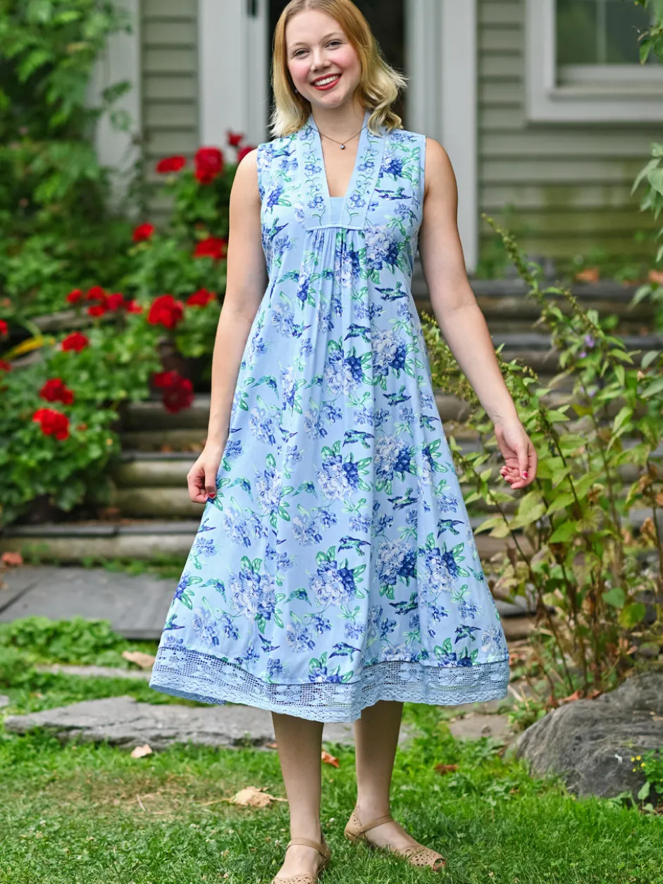 Valley of Flowers Sleeveless Dress - Sky Blue