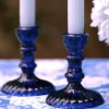 Vintage Candlestick Holder Set of 2 - Blue