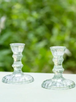 Vintage Candlestick Holder Set of 2 - Clear