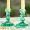 Vintage Candlestick Holder Set of 2 - Jade