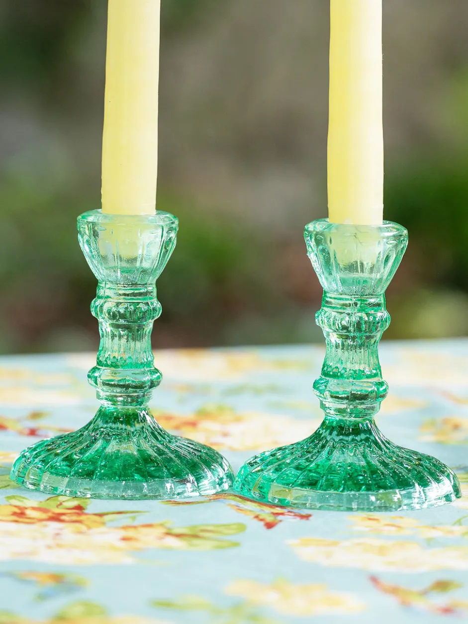 Vintage Candlestick Holder Set of 2 - Jade