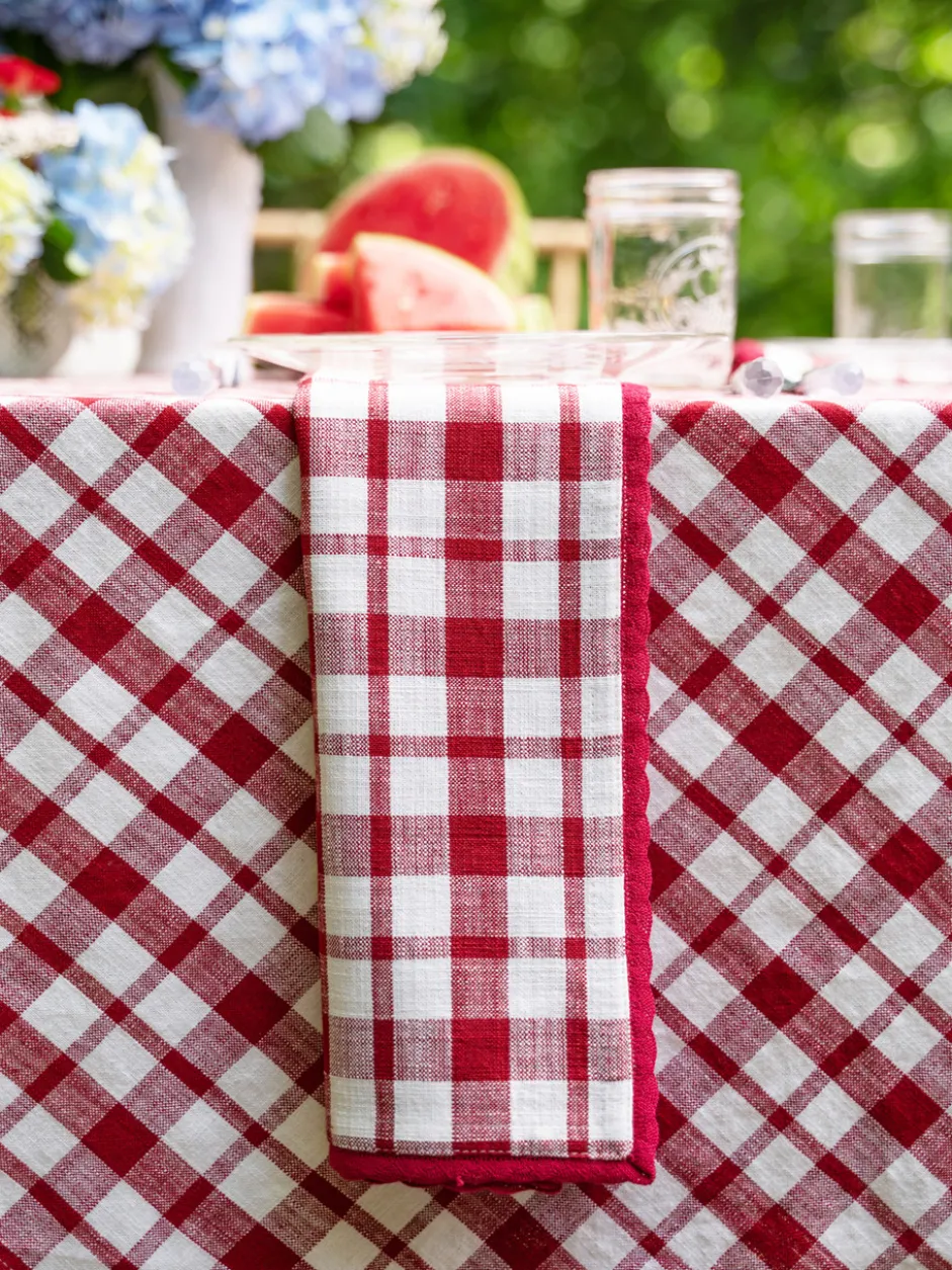 Watermelon Plaid Napkin Set of 4 - Red Natural