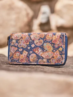 Zipper Wallet - Antique Fan Blue