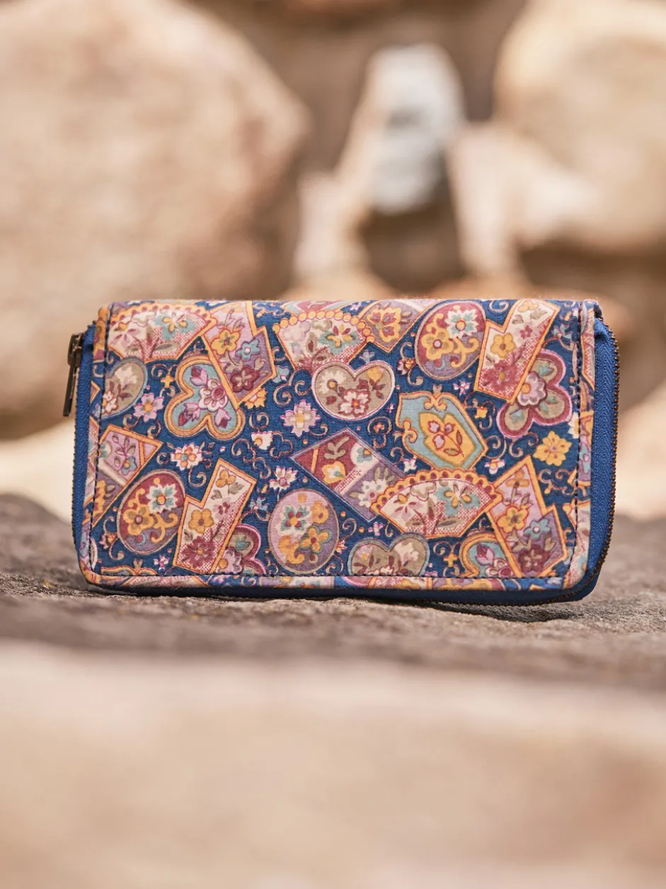Zipper Wallet - Antique Fan Blue
